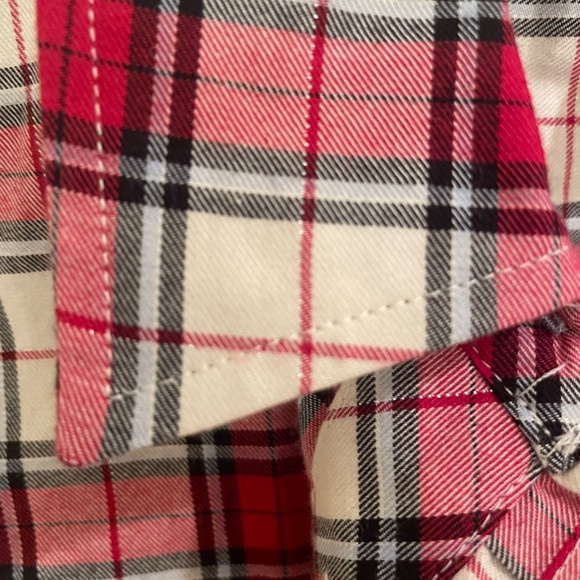 Talbots shimmer red plaid shirt with fine metallic- long sleeve button down S - Picture 8 of 10